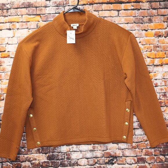 Madewell Cinnamon Funnel Neck Snap Sweatshirt Size Large - Picture 1 of 9